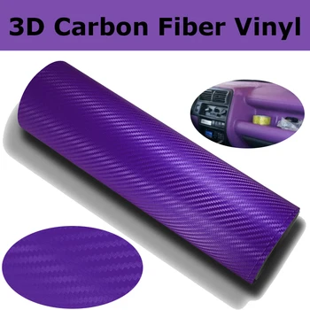 1. 52x30 m / Rulo PVC Malzeme Mor 3D Karbon Fiber Vinil Karbon Fiber Araba sarma Filmi Araç Sarar İçin Hava tahliye ile
