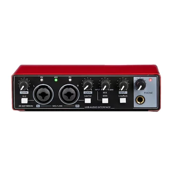 1 Parça Ses Kartı Stüdyo Kayıt USB Ses Profesyonel 48 V Phantom Kayıt İçin Kırmızı