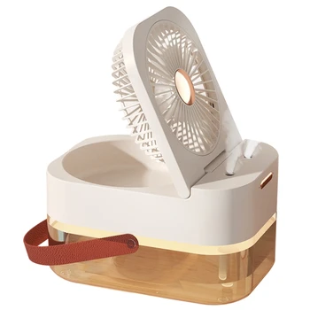 1 Takım Yeni Nemlendirici su buharlı vantilatör Taşınabilir Fan Hava Soğutucu USB Fan masaüstü vantilatör Gece Lambası İle Yaz Ev Aletleri Beyaz