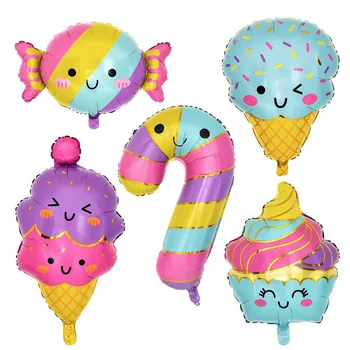 1 adet Dondurma Şeker Kek Tatlı Serisi Karikatür Şekli Alüminyum Film Balon Yaz çocuk Doğum Günü Partisi Dekorasyon Çocuk Oyuncak