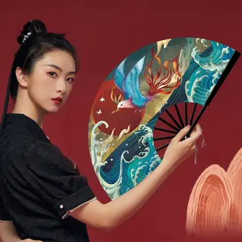 1 adet Çin Tarzı Katlanır El Fan Kadın Dans Prop Taşınabilir Desen Dekoratif Antik Hanfu Fan El Kostüm M5Y9