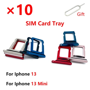 10 Adet iPhone 13 / 13 mini Sım Çift Kart Tepsi Tutucu Soket Yuvası Adaptörü Yedek Yedek parça + Kart Pin Hediye