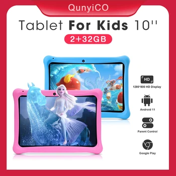 10 İnç Android Çocuk Tablet PC İçin Çalışma Eğitim çocuk tableti İle silikon kılıf 2 + 32GB Google Oyun WiFi Tablet Tutucu ile