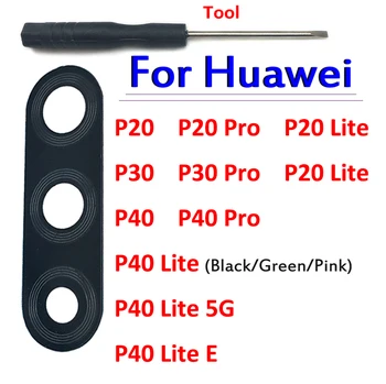 100 % Orijinal Huawei P40 P30 Lite P20 Pro P40 Lite 5 G / E Arka Arka Kamera Lens kapağı tutkal çıkartmalar ile Yedek parça