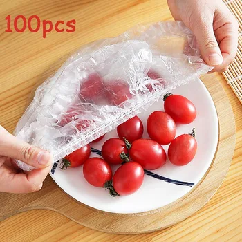 100 adet Tek Kullanımlık yemek örtüsü Plastik Wrap Elastik Gıda Kapakları meyve kaseleri Bardak Kapakları Depolama Mutfak Taze Tutmak Koruyucu çanta