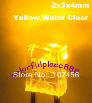 1000 adet 2X3X4mm sarı Ultra Parlak sarı LED Lambalar Yeni su şeffaf lens led