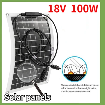 100W 18V güneş panelı Su Geçirmez Güç Monokristal Karavan Tekne Araba Kamp pil şarj cihazı