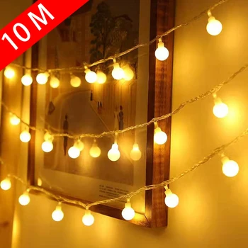 10M topu LED dize ışıkları açık top zincir ışıkları Garland elektrik ampulü peri ışıkları ev düğün Parti Bahçe yılbaşı dekoru
