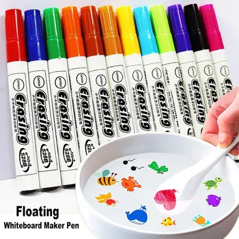 12 Renk Sihirli Su Boyama Çizim Yüzen Kalem Sanat Silme Beyaz Tahta İşaretleyici Kaşık İle Ofis Okul DIY Graffiti Çocuklar Hediye