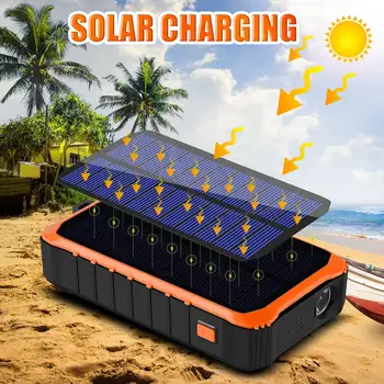 12000mAh el krank güneş enerjisi bankası şarj cihazı taşınabilir güneş enerjisi şarj cihazı Powerbank LED el feneri açık acil ışık araçları