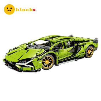 1280 ADET Teknik Süper Hızlı Yeşil Lamborghinis Spor Araba Modeli Yapı Taşları Ünlü Araç Monte Tuğla Çocuk Oyuncakları Hediye