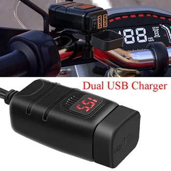 12V Motosiklet Hızlı Şarj Çift USB QC3.0 USB güç kaynağı adaptörü LED Voltmetre ile on Off Anahtarı Evrensel Şarj Cihazı Moto