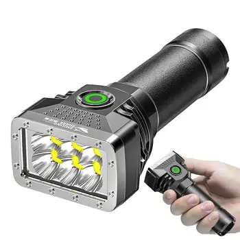 1500mAh 100000 Lümen Torch 6 Led 4 Dişli El Feneri Şarj Edilebilir Yağmur Geçirmez Spot LED el fenerleri Açık Kamp Yürüyüş İçin