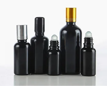 15ml20ml siyah cam şişe rulo uçucu yağ sıvı serum kompleksi kurtarma göz jeli serum sıvı cilt bakımı kozmetik ambalaj