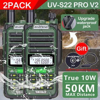2 PAKET Baofeng UV-S22 PRO IP68 Su Geçirmez Walkie Talkie 10W Güç USB Tip-C Şarj Cihazı Güçlü UHF VHF Uzun Menzilli UV-9R Artı Radyo