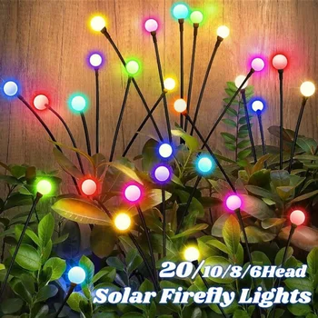 2 Paket Güneş Firefly ışıkları renkli Güneş bahçe çim lambaları açık su geçirmez sallanan ışık Yard yolu noel dekorasyonları