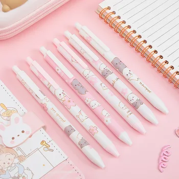 2 adet / paket Pembe Sakura Kedi Mekanik jel mürekkep kalemi Okul Ofis Yazma Serin Kalemler Kırtasiye Dekor Sevimli Kırtasiye Malzemeleri