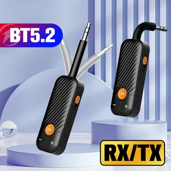 2 in 1 Bluetooth Adaptörü Verici Alıcı 5.2 Bluetooth 3.5 mm AUX Stereo Kablosuz Ses Adaptörü İçin Mic İle Araba TV Kulaklık