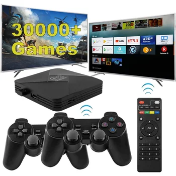 2 in 1 android TV kutusu Kablosuz Denetleyici Retro video oyunu Konsolu 4K HDMI 50000 Tak ve Çalıştır TV Oyunları 9 Emulator Oyun Konsolu