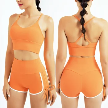 2021 X kelime güzellik geri sutyen şort yoga kıyafeti jartiyer spor iç çamaşırı askısı şort spor takım elbise