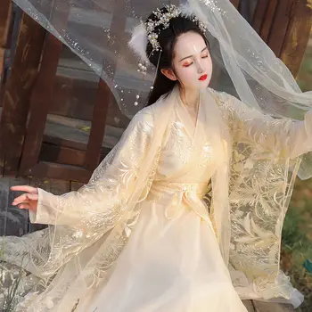 2023 Hanfu Hui Orijinal Kadın Antik yaz elbisesi Dantel Nakış Süper Peri Çince Geleneksel Kostüm