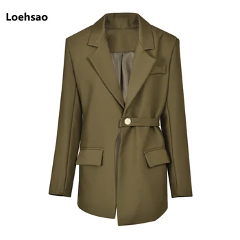 2023 Moda sonbahar ceket Yeni Stil günlük giysi Ceket Kadın İnce Bel Uzun Kollu Ordu Yeşil Kayısı Kısa Palto