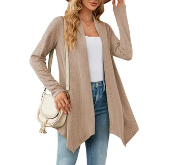 2023 Sonbahar ve Kış Moda Yeni Düz Renk Gevşek Uzun kollu Hırka Ceket Kadın