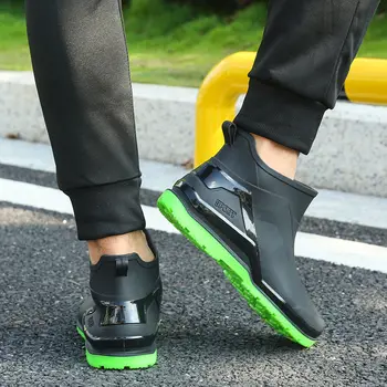2023 Yeni Moda Açık erkek yağmur çizmeleri Unisex yağmur ayakkabıları Erkek Kayma Su Geçirmez iş ayakkabısı Balıkçı Botları Kadın yağmur çizmeleri