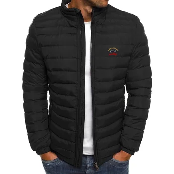 2023 kış yeni ceket erkekler standı yaka sıcak şişme ceket sokak moda rahat marka erkek parka pamuklu ceket