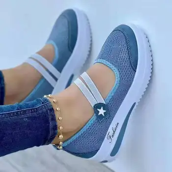 2023 Örgü Nefes Kadın Tenis Ayakkabıları kanvas ayakkabı Kadın rahat ayakkabılar Bayanlar spor ayakkabılar Platformu Sneaker Ayakkabı Oymak
