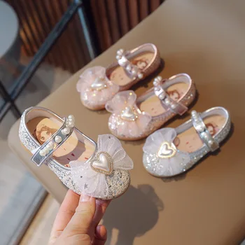 2023 İlkbahar Yaz Yeni çocuk Ayakkabıları Bebek Kız Prenses Ayakkabı Glitter Bebek Dans Ayakkabıları Rahat Yürümeye Başlayan çocuk sandaletleri