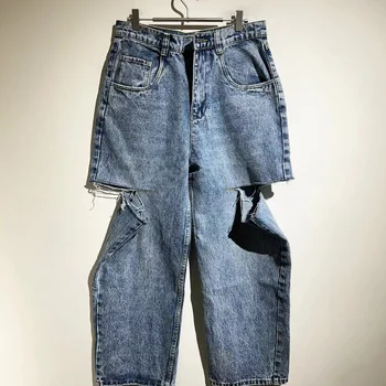 2023ss Vintage Büyük Delik Kot Y2k Pantolon Rahat Çok Yönlülük Sweatpants Erkekler Pantolon Streetwear Giyim Giyim Yüksek Sokak