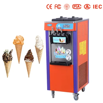 220V Ticari dondurma yapma makinesi Üç Renk Ve Üç Kafa Meyve Tatlı Makinesi Tatlı Koni Süt Çay Dükkanı Dondurma Ekipmanları