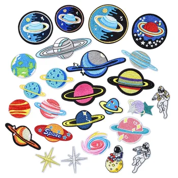 26 Adet Uzay Astronotları Ütü Nakış Yama Dikmek İçin DIY Çocuk Giyim Ceketler Sticker Aplikler T Shirt şapka Rozeti