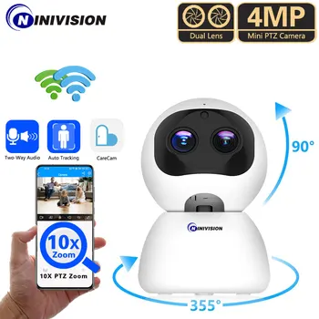 2K 4MP 10X Zoom Çift Lens Kapalı WiFi Kamera Akıllı Ev Güvenlik Gözetleme IP Kamera CCTV 360 PTZ Bebek Video Securite Monitör