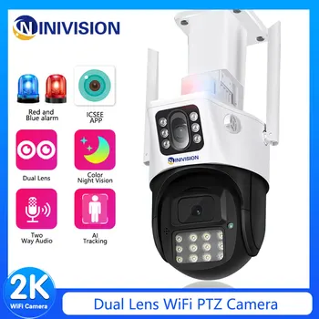 2K 4MP Çift Lens PTZ WiFi IP Kamera ile Çift Ekran AI Otomatik İzleme Açık Güvenlik CCTV gözetim kamerası Renkli Kamera İCSEE APP