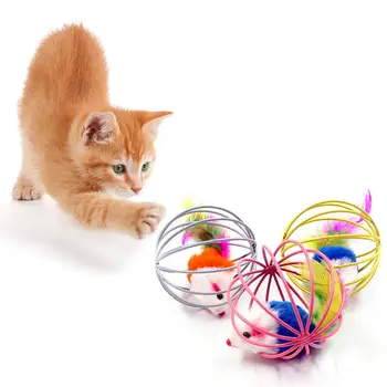 3 Adet/takım Komik Kedi Oyuncak Top Yapay Renkli Gerçekçi Fare Kafes Kedi Oyuncaklar Interaktif Yavru Teaser Oyuncak Pet Kediler Malzemeleri