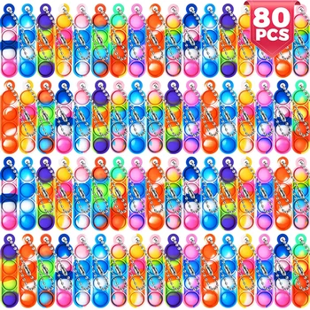 30/80 Adet Mini Pop Anahtarlık stres oyuncakları İtme Pop Toplu Anahtarlık Oyuncak Parti İyilik Çocuklar için Pop baloncuk oyuncakları Paketi Erkek Kız Yetişkinler