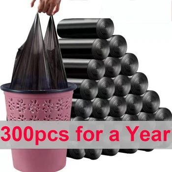 300 Adet Ev Tek Kullanımlık çöp torbası Mutfak Banyo Depolama Çöp Torbaları Temizleme Atık Torbası PE Çöp Konteyner Tutucu Kılıfı