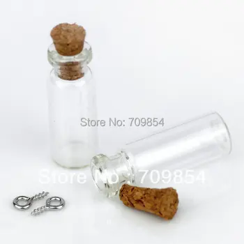 300 adet/grup küçük şeffaf cam şişe şişeleri charms kolye 10*28*5mm-Cam mantarlı şişe ve gümüş göz kancası