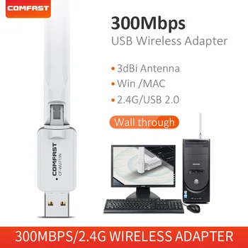 300 mbps USB wifi adaptörü 2.4 GHz Yüksek Kazanç 3dBi Anten 802.11 n MT7603 Beyaz Ev Kablosuz Wi Fi Ağ Kartı Alıcısı PC