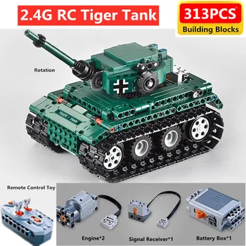 313 ADET DIY Montaj ordu uzaktan kumanda kaplan tankı Rotasyon Ateş yapı taşı oyuncak RC Askeri Tuğla oyuncak çocuk Çocuk Hediye rc tankı