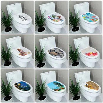 32 * 39cm Sticker WC ayaklı tava Kapak Sticker tuvalet taburesi Komodin Sticker ev dekor Banyo dekor 3D baskılı çiçek görünüm