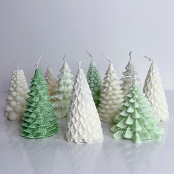 3D Noel Ağacı Mum silikon kalıp DIY Noel Mum Yapımı Kiti El Yapımı Sabun Alçı Reçine Pişirme Araçları Tatil Hediyeler