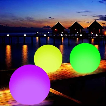 40CM LED Işıklı Top şişme açık su geçirmez LED yüzme Havuzu Lambası Parlayan Bahçe Arka Bahçe Plaj yüzen havuz ışığı