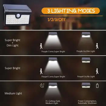 42 LED 2w açık bahçe güneş katlanır ışık IP65 su geçirmez güvenlik mobil dedektör duvar lambası