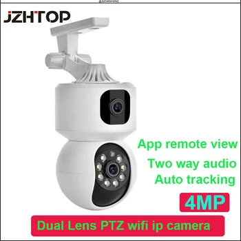 4MP Wifi IP Kamera Çift Lens Gece Görüş Hareket Algılama ICSee App Kapalı bebek izleme monitörü kablosuz ağ kamerası H. 265