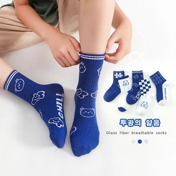 5 Pairs Çocuk Çorap Kız Erkek Karikatür Yürümeye Başlayan Pamuk Örme spor çorapları Dört Mevsim Yeni Çocuklar Tüp Çorap 2-13Year