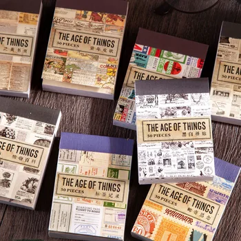 50 yaprak / paket Şeylerin Yaşı Serisi Kırtasiye Çıkartmalar Estetik Seyahat Kitap Sayfaları Zanaat Albümü Önemsiz Günlüğü Scrapbooking