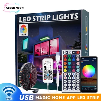 5V USB 16.4 ft RGB Led Şerit İle 44 Tuşları Uzaktan Renkli Esnek ışıklar Bant 150 LED Akıllı Ortam Aydınlatma Kiti PC TV için